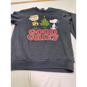 "Good Grief" Charlie Brown/Snoopy Christmas Sweatshirt Small Peanuts Black Logo